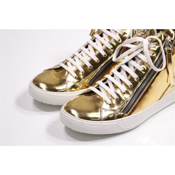 Robin's Jeans Hi Top Gold Zipper Leather Sneakers Eu 43 - US 10 - Picture 3 of 13